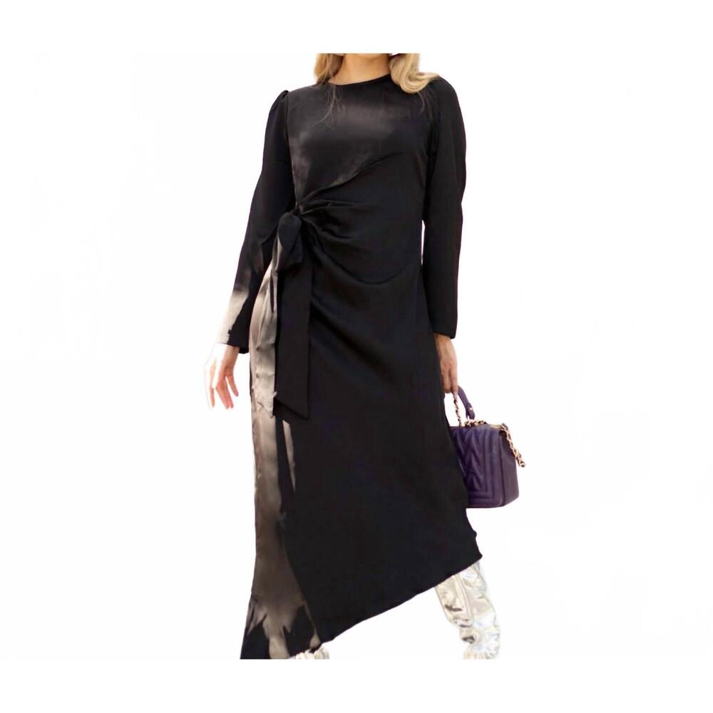 NEW ESTEEM COUTURE tory asymmetrical long dress in black